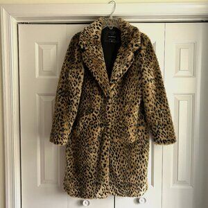 Lucky Brand Faux Fur Leopard Print Coat - Size Medium